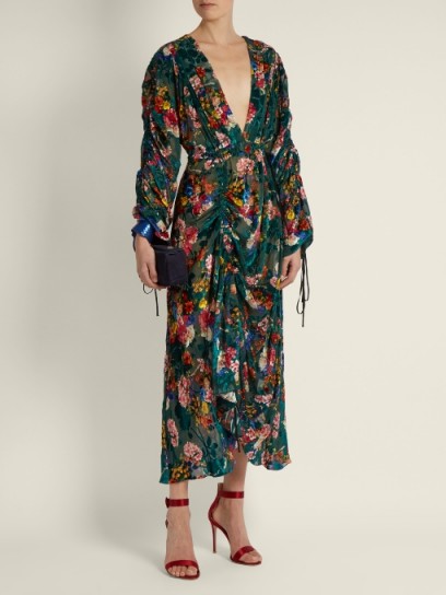 PREEN BY THORNTON BREGAZZI Opal floral-print velvet-devoré midi dress