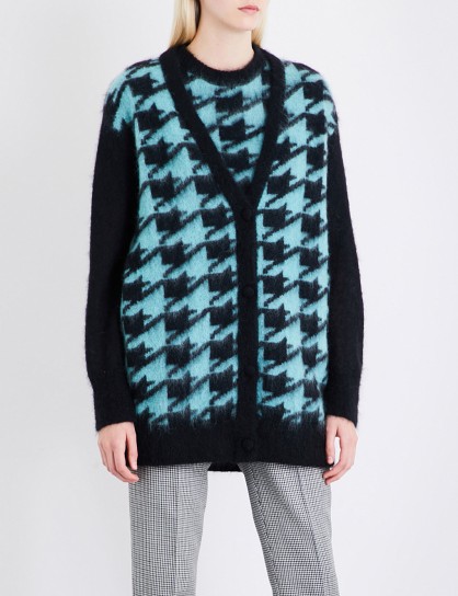 PHILOSOPHY DI LORENZO SERAFINI Houndstooth mohair-blend jumper / black and aqua dogtooth jumpers