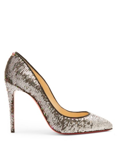 CHRISTIAN LOUBOUTIN Pigalle Follies 100mm sequin-embellished pumps ~ shimmering courts