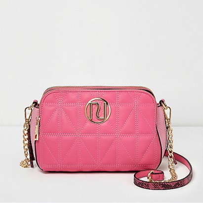 River Island Pink quilted chain cross body bag – crossbody bags