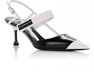 PRADA Spazzolato Leather Slingback Pumps ~ kitten heel slingbacks