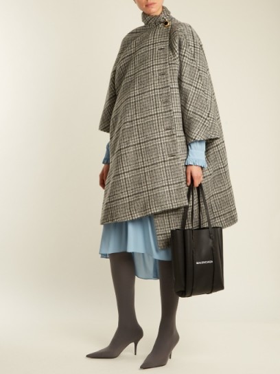 BALENCIAGA Pulled Opera coat ~ stylish check print coats