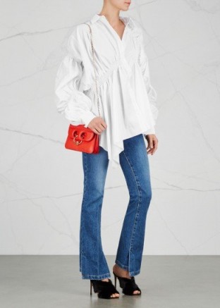 PREEN BY THORNTON BREGAZZI Rafe white shirred cotton shirt