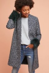 Helene Berman Rania Spotted Faux Fur Cuff Coat