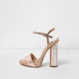 River Island Rose gold tone metallic circle heel sandals / strappy party heels