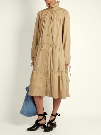 J.W.ANDERSON Ruffled-collar tiered cotton coat ~ beige ruffle coats