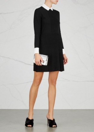 TORY BURCH Sabina black stretch jersey dress ~ monochrome pleated dresses