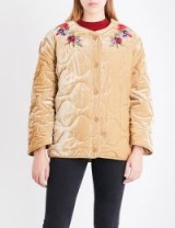 SANDRO Floral-embroidered velvet jacket / beige jackets