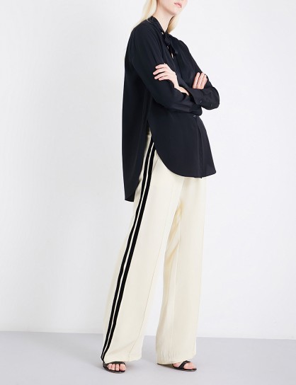 SERENA BUTE LONDON Wide-leg silk-crepe jogging bottoms ~ casual luxe