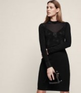 REISS SEVEN EMBELLISHED BODYCON DRESS BLACK / lbd / party dresses