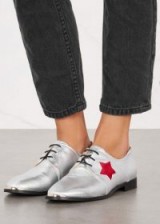 ROGUE MATILDA Starstruck silver leather brogues ~ metallic-silver lace ups