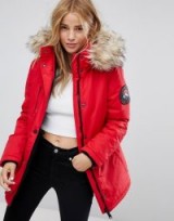 Superdry Borg Lined Parka | red fur hood jackets