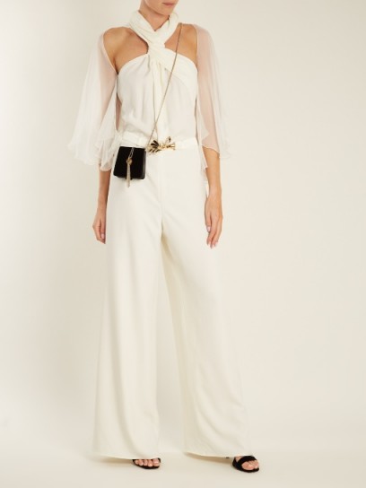 LANVIN Swan-embellished twisted halterneck cady jumpsuit ~ stunning ivory jumpsuits ~ dream fashion