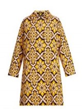 LA DOUBLEJ EDITIONS Tile-print cotton-velvet coat ~ yellow printed coats