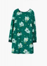 Mango Trim floral dress / green flower print dresses