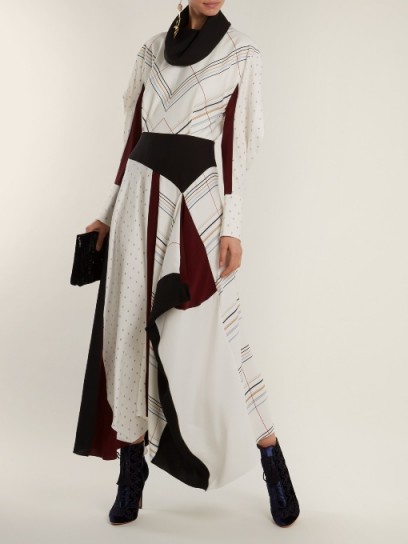 ROKSANDA Tulla checked silk-crepe dress ~ mixed print cowl neck dresses