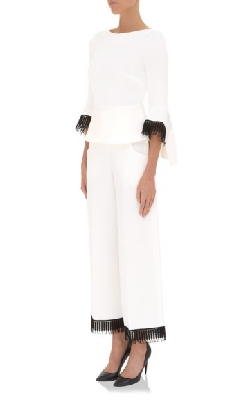 Roland Mouret WARD TROUSERS ~ white and black fringe pants