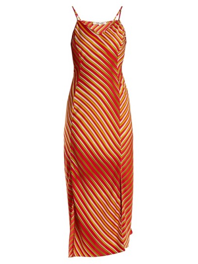 DIANE VON FURSTENBERG Whiston stripe-print bias silk-blend dress ~ red striped slip dresses