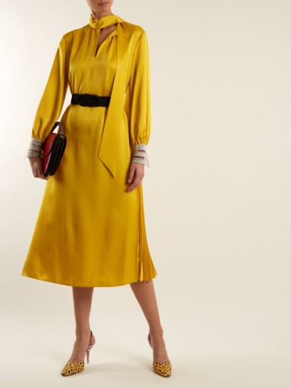 FENDI Abito high-neck satin cady midi dress ~ elegant yellow dresses