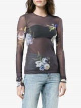 Acne Studios Niala Floral Printed Sheer Top / sheer crew neck tops