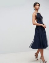 ASOS Beautiful Beaded Cami Backless Midi Dress | navy-blue floaty evening dresses