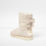 River Island Beige bow back faux fur lined ankle boots | cute winter footwear