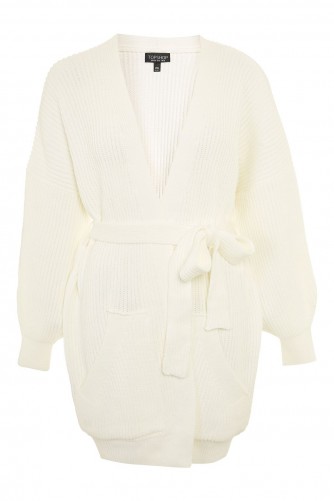 Topshop Belted Ribbed Cardigan | cream longline cardigans