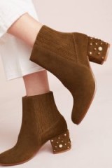 Bettye by Bettye Muller Samantha Pearl Boots / pearl embellished chunky heels