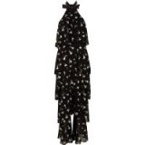 River Island Black foil print wide leg halter jumpsuit | tiered halterneck jumpsuits | glamorous party fashion