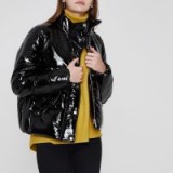 RIVER ISLAND Black high shine puffer jacket | glossy padded jackets | winter style