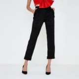 River Island Black jacquard frill hem cropped trousers ~ party pants