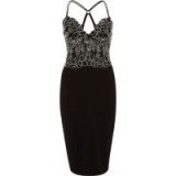 River Island Black lace cami bodycon midi dress ~ strappy party dresses ~ lbd