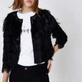 River Island Black lurex fringe short jacket | evening jackets | party fashion