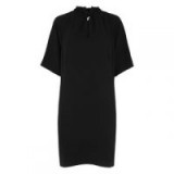 WHISTLES Blake Crepe Tie Neck Dress Black / LBD