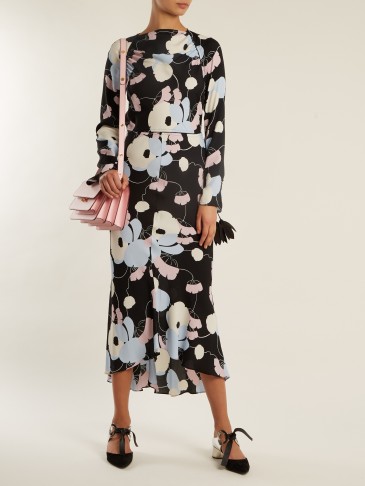 MARNI Boat-neck floral-print crepe dress