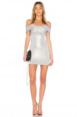 by the way. EVIE COLD SHOULDER DRESS | metallic-silver party dresses