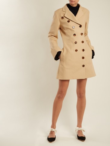 KHAITE Casey double-breasted cotton-cady dress ~ beige coat style dresses