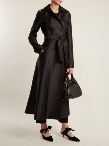 GABRIELA HEARST Cassatt silk and wool-blend trench coat ~ chic black belted coats