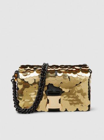 ‎CHRISTOPHER KANE‎ Devine Sequinned Textured-Leather Shoulder Bag / gold sequin bags