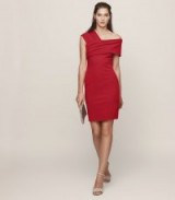 REISS CRISTIANA ONE-SHOULDER COCKTAIL DRESS MARASCHINO / red party dresses / sophisticated style evening wear