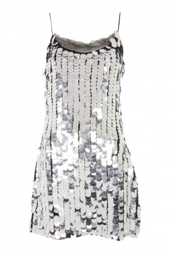 Topshop Disco Sequin Embellished Slip Dress | silver cami dresses | shimmering party dresses