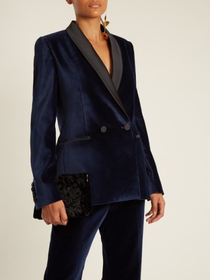 STELLA MCCARTNEY Double-breasted midnight-blue velvet jacket ~ luxe evening jackets