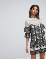 Elliatt Embroidered Frill Dress