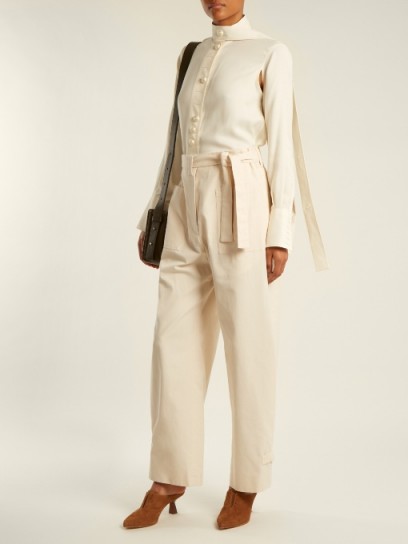 JIL SANDER Esteban tie-waist cotton-canvas trousers