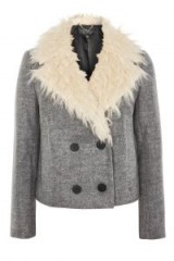 Topshop Faux Fur Collar Pea Coat