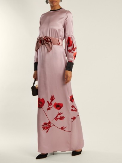 JOHANNA ORTIZ Fortuneteller Old Rose-print silk-satin dress ~ long pink dresses ~ effortless elegance