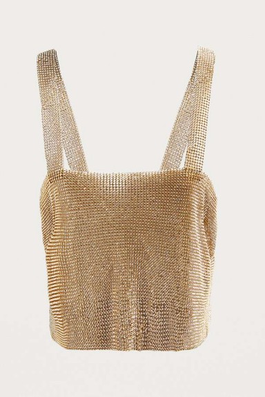 Frasier Sterling After Party Tank Top Body Chain / shimmering gold diamante tops / rhinestone cami