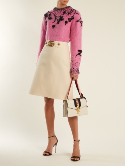 GUCCI GG wool and silk-blend cady A-line skirt ~ chic ivory skirts