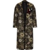 River Island Gold floral jacquard brooch embellished coat ~ luxe style