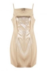 TOPSHOP Gold Vinyl Pinafore Dress ~ metallic party dresses